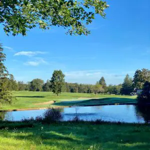 A small lake on a golf course